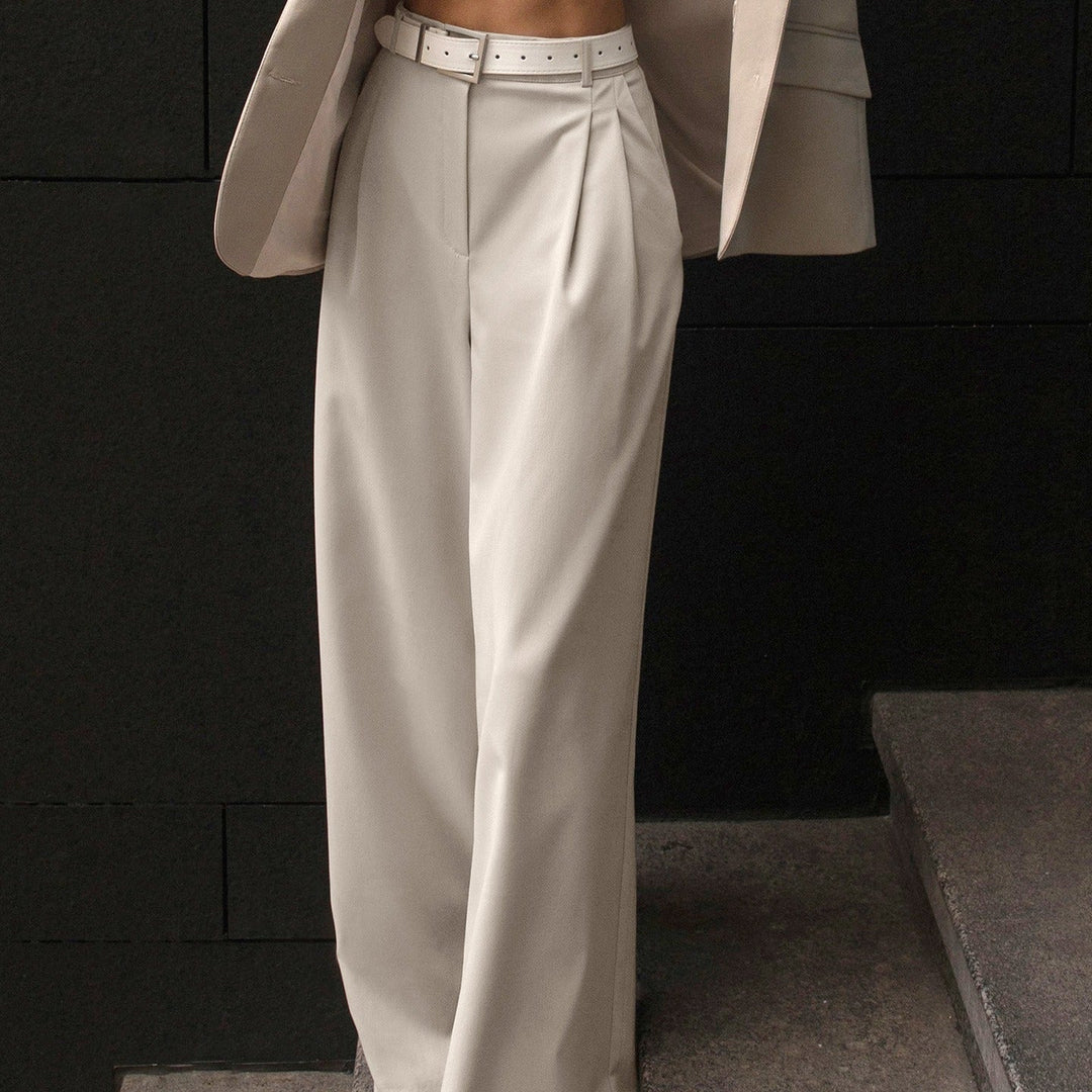 Pantalon de tailleur à taille haute et à jambe large pour femmes - Renata