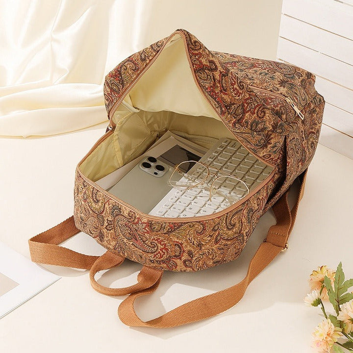 Sac à dos en tissu imprimé de grande capacité style vintage - Francis
