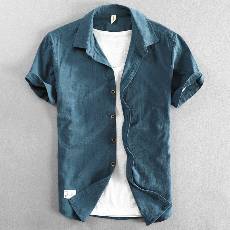 Chemise à manches courtes en lin pour hommes, style décontracté - Roberto