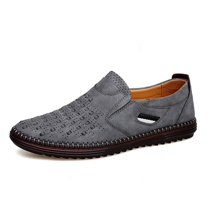 Chaussures à enfiler en cuir perforé pour hommes - Dalton