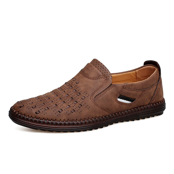 Chaussures à enfiler en cuir perforé pour hommes - Dalton