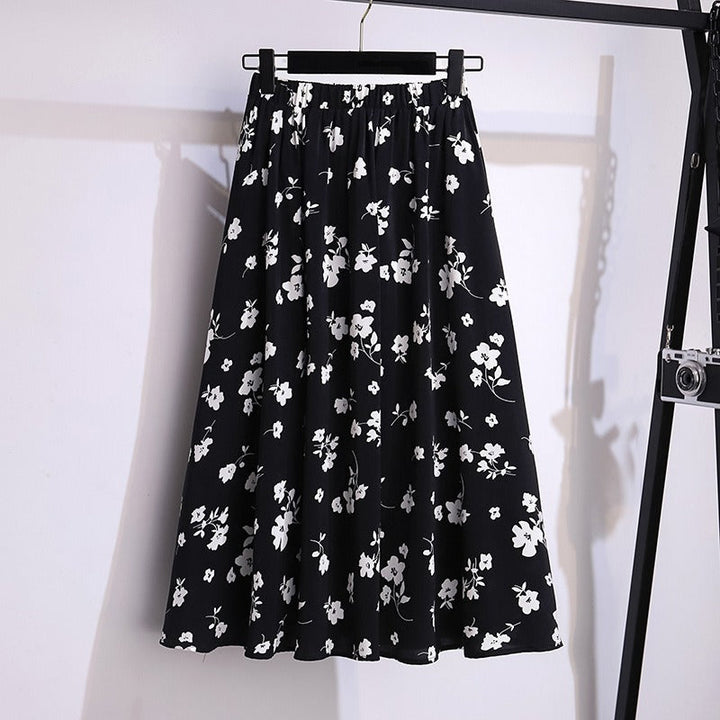 Jupe midi pour femme en mousseline de soie fluide à imprimé floral - Renata