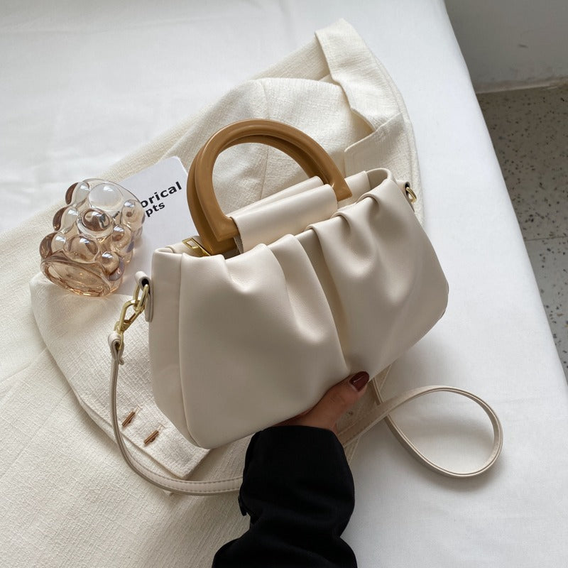 Sac à main pour femme avec effet de cuir à volants, style moderne - Amélie
