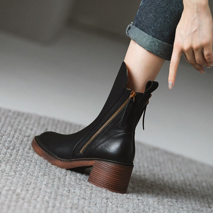 Bottines à plateforme haute pour femmes avec fermeture éclair sur le côté, style moderne - Grega