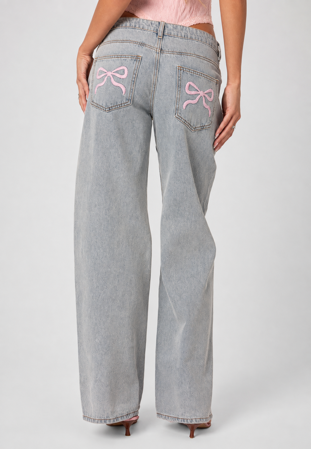 Jean femme taille basse, jambes larges et longues - Kerstin
