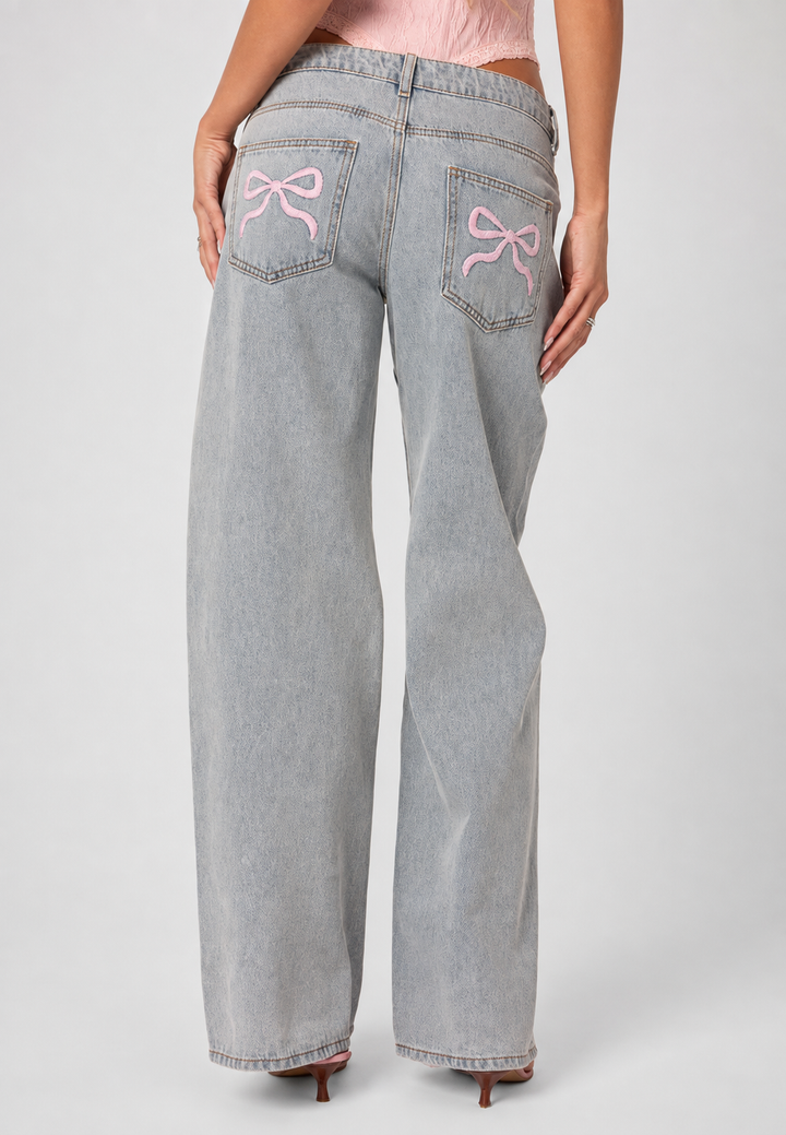 Jean femme taille basse, jambes larges et longues - Kerstin