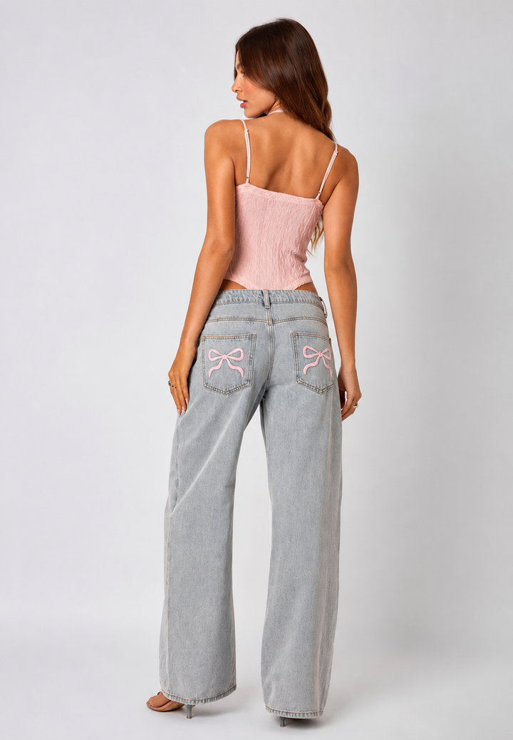 Jean femme taille basse, jambes larges et longues - Kerstin