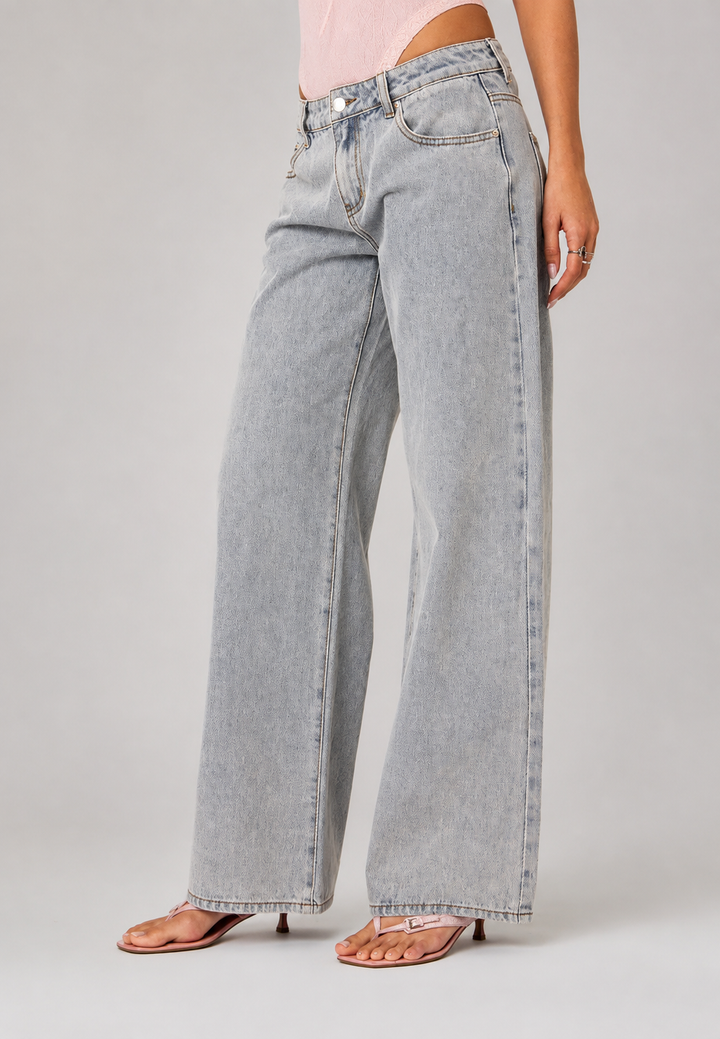 Jean femme taille basse, jambes larges et longues - Kerstin