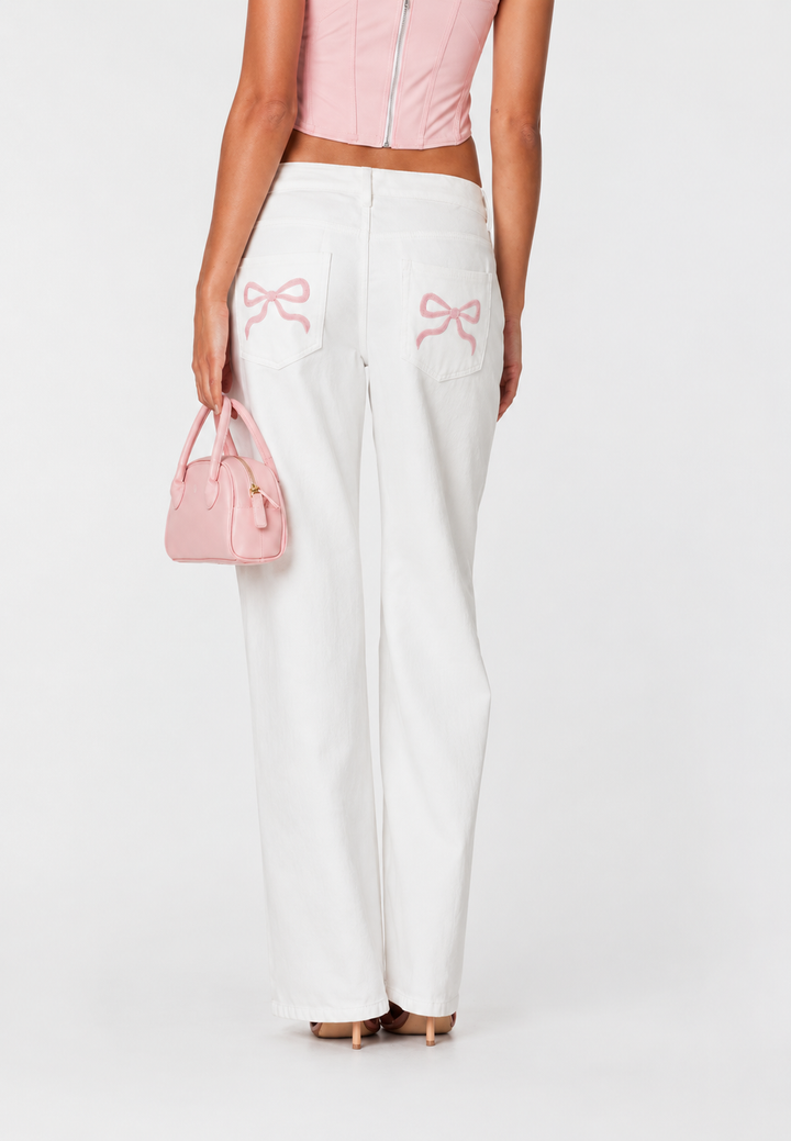 Jean femme taille basse, jambes larges et longues - Kerstin