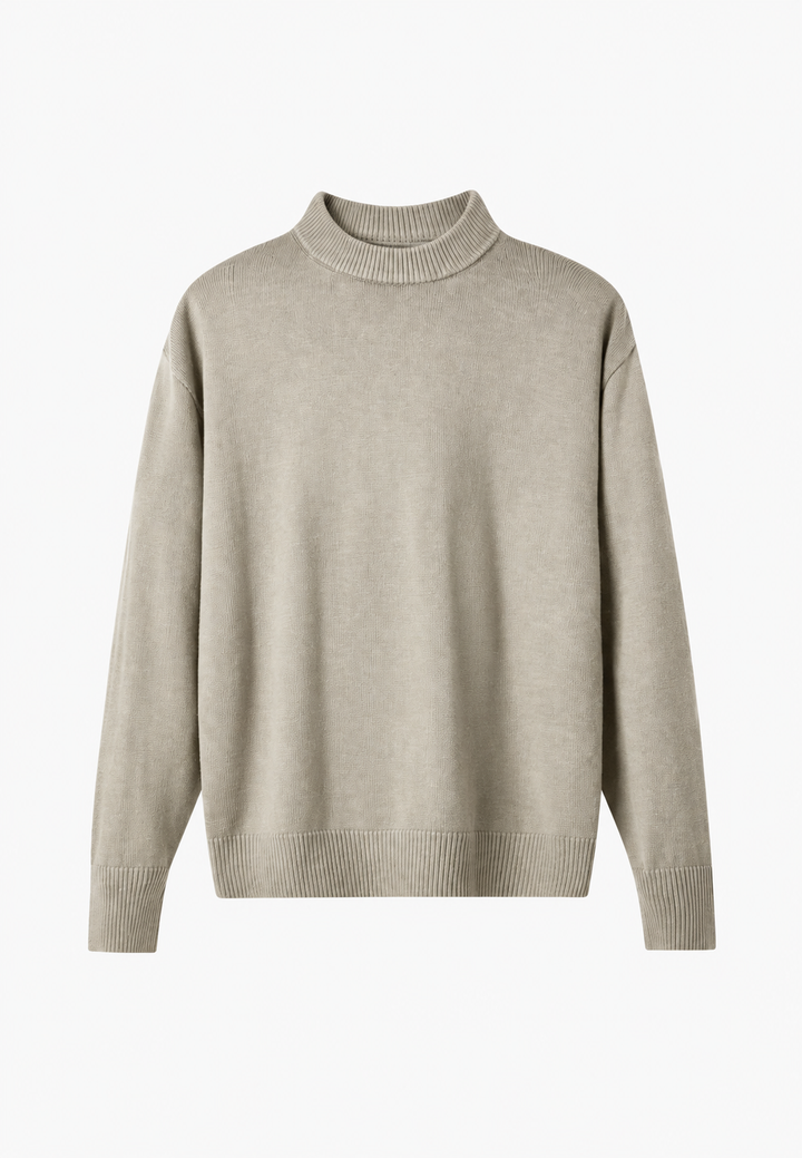 Pull en laine à col roulé et finitions côtelées - Benoît