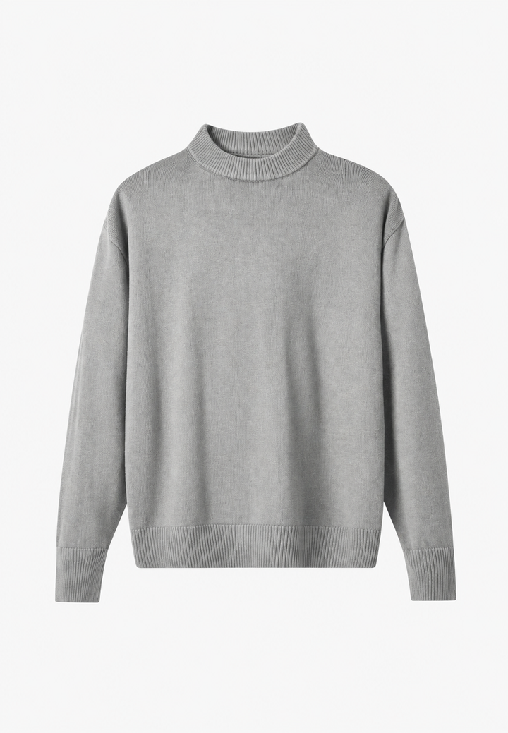 Pull en laine à col roulé et finitions côtelées - Benoît