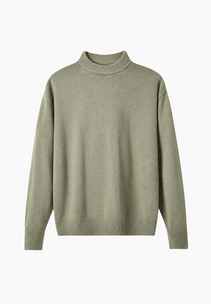 Pull en laine à col roulé et finitions côtelées - Benoît