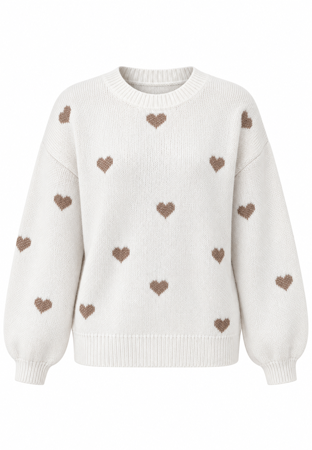 Pull en maille femme cœurs brodés col rond - Candela