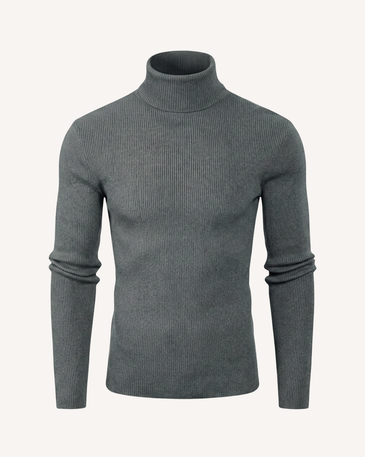 Pull homme à col roulé, en maille côtelée, manches longues - Tadeo