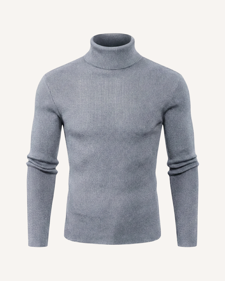 Pull homme à col roulé, en maille côtelée, manches longues - Tadeo