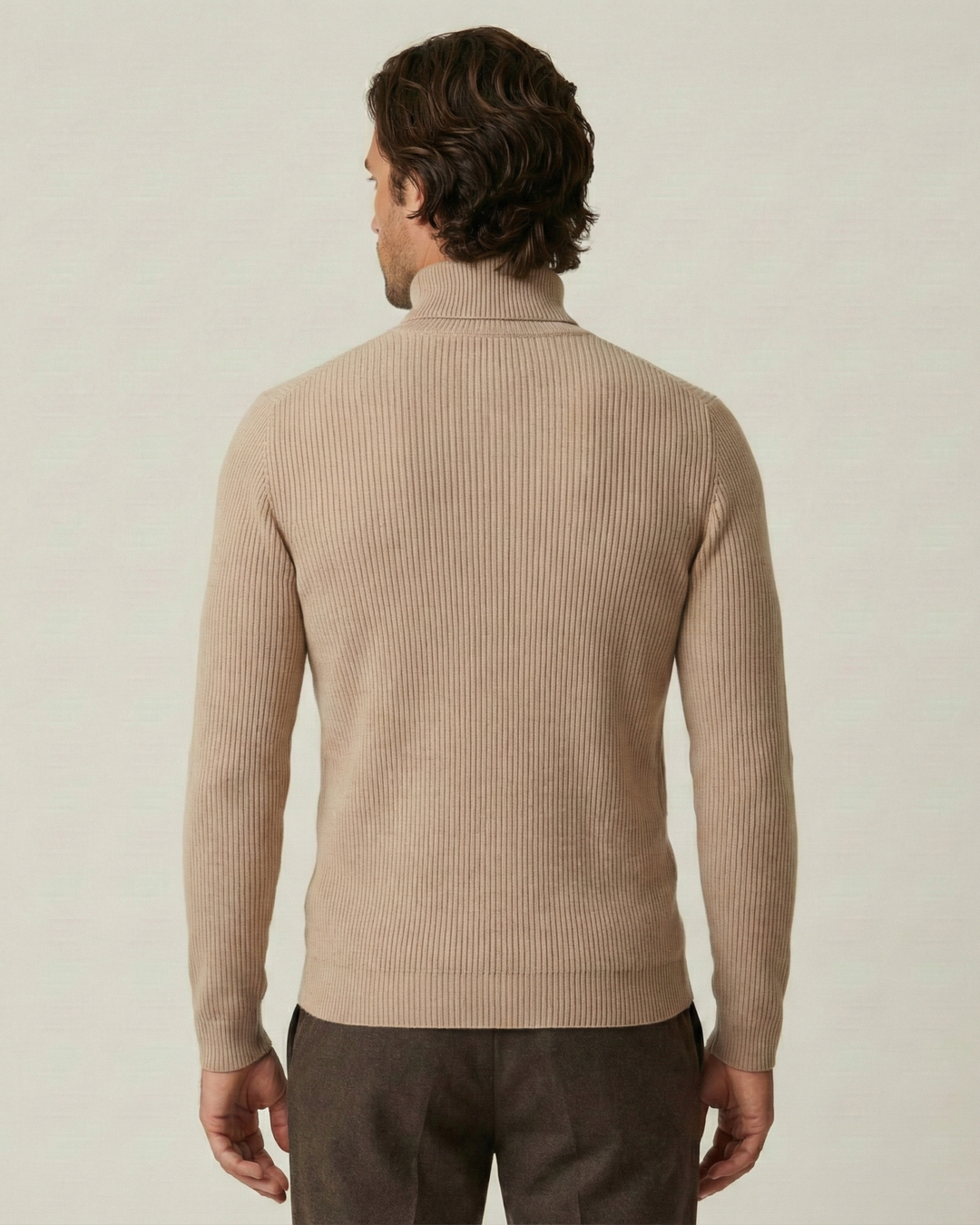 Pull homme à col roulé, en maille côtelée, manches longues - Tadeo