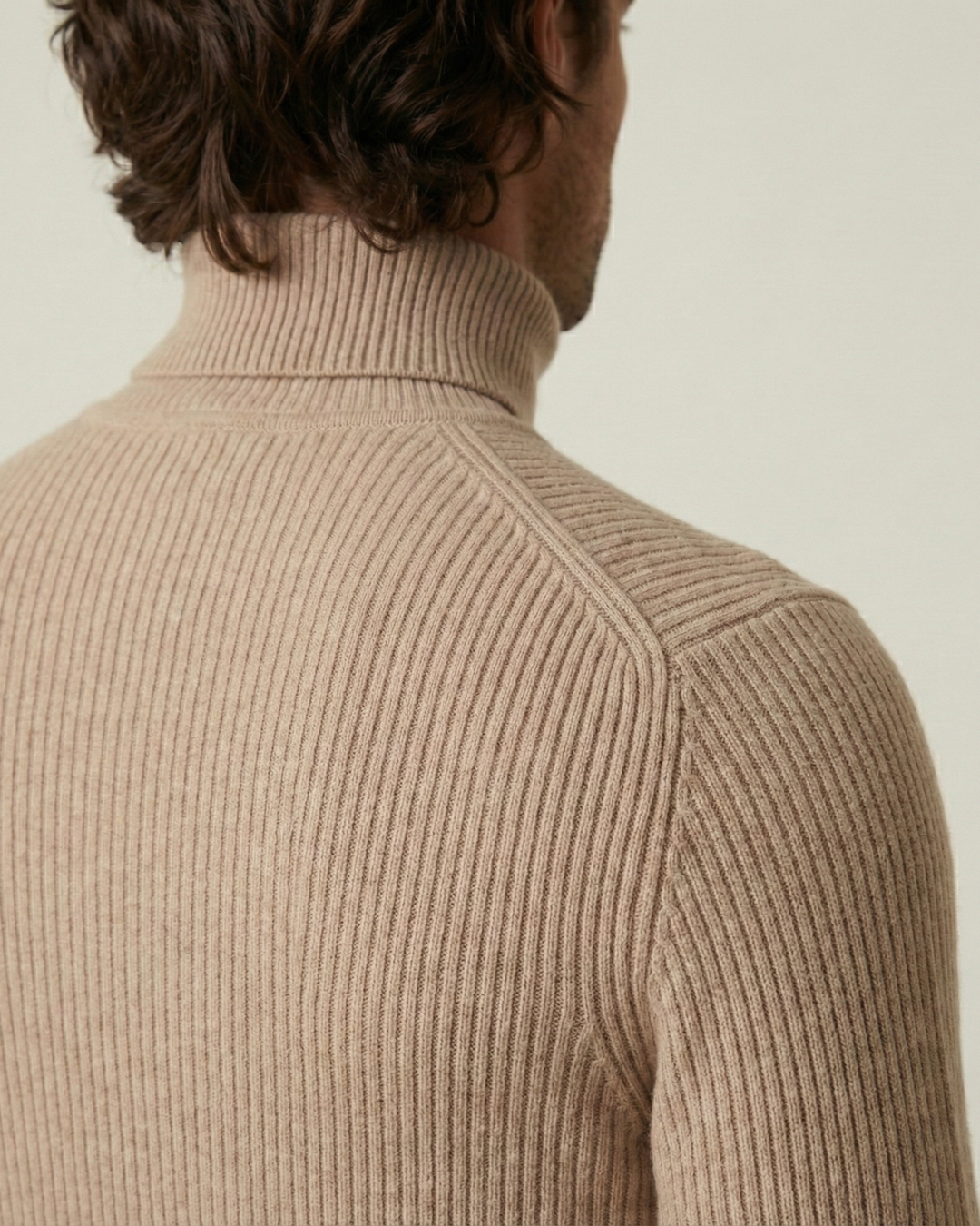 Pull homme à col roulé, en maille côtelée, manches longues - Tadeo