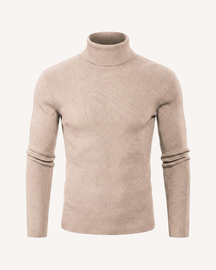 Pull homme à col roulé, en maille côtelée, manches longues - Tadeo