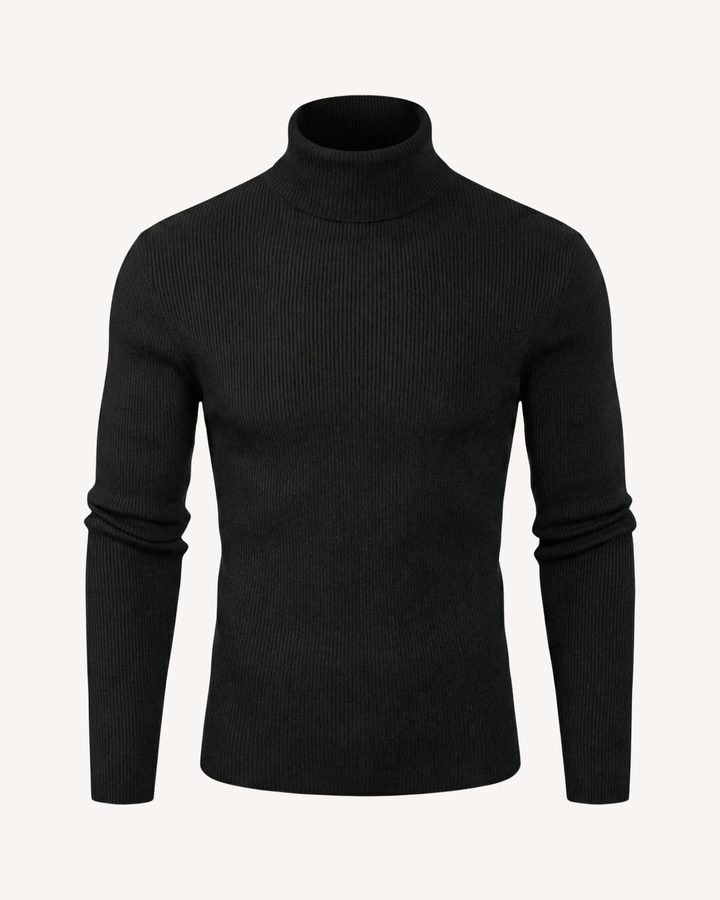 Pull homme à col roulé, en maille côtelée, manches longues - Tadeo