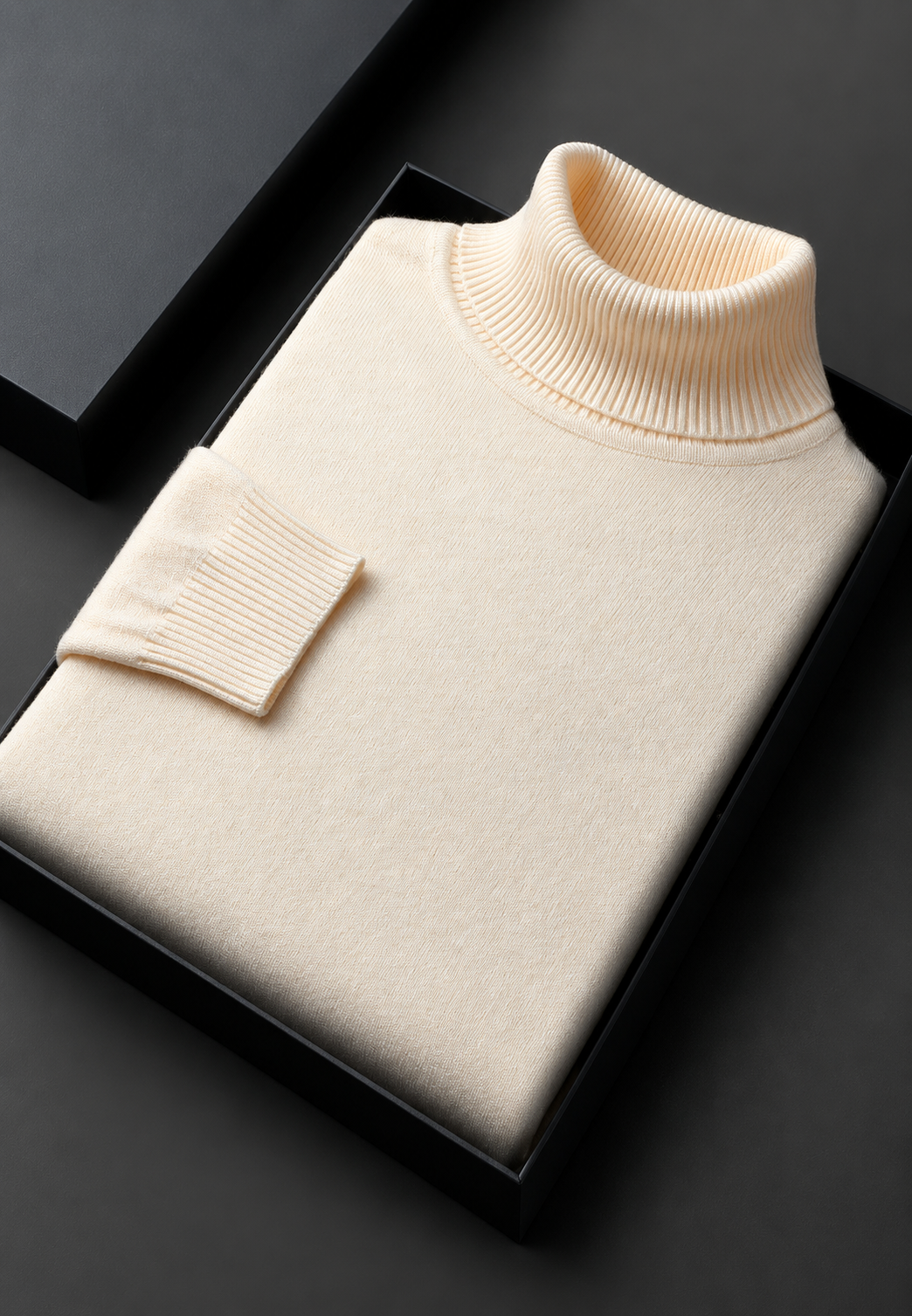 Pull homme à col roulé, maille unie, manches longues - Savio