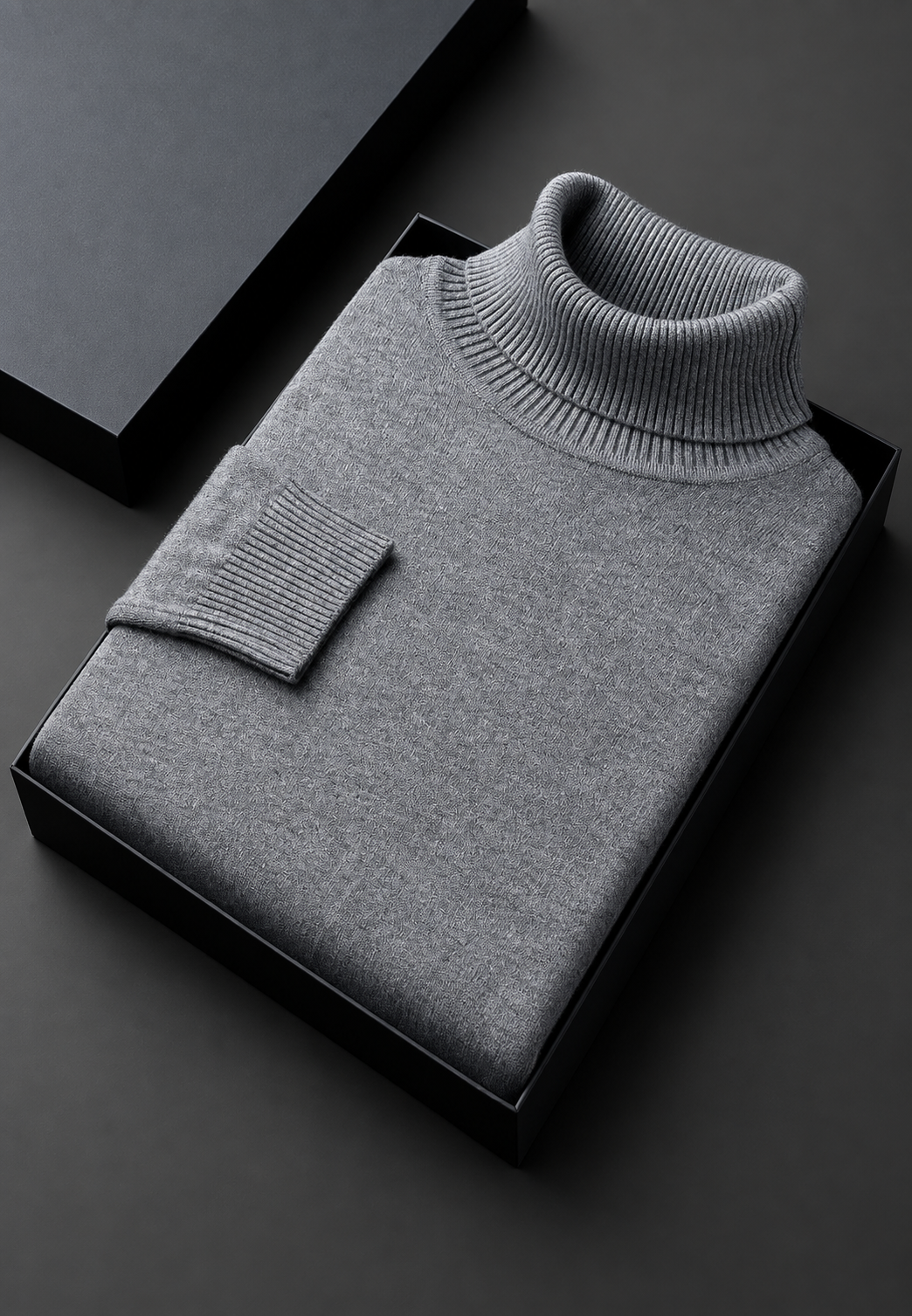 Pull homme à col roulé, maille unie, manches longues - Savio