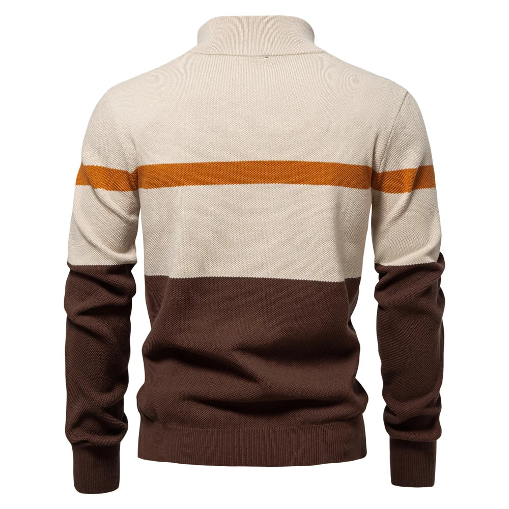 Pull en maille à demi-fermeture éclair et rayures - Aurel