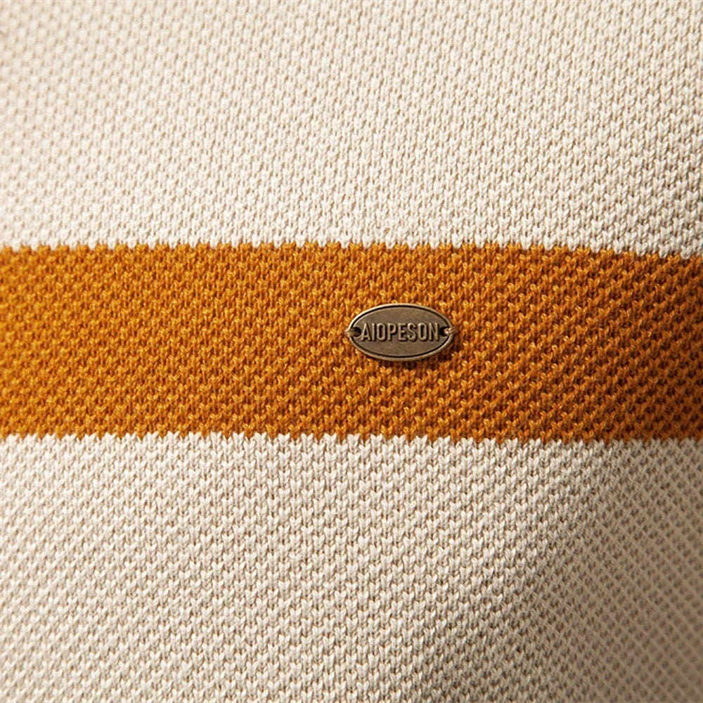 Pull en maille à demi-fermeture éclair et rayures - Aurel