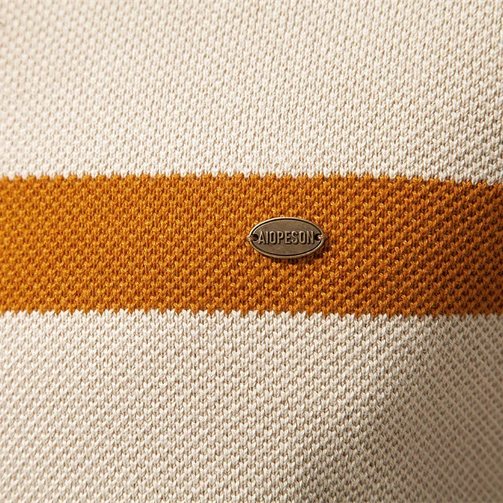 Pull en maille à demi-fermeture éclair et rayures - Aurel