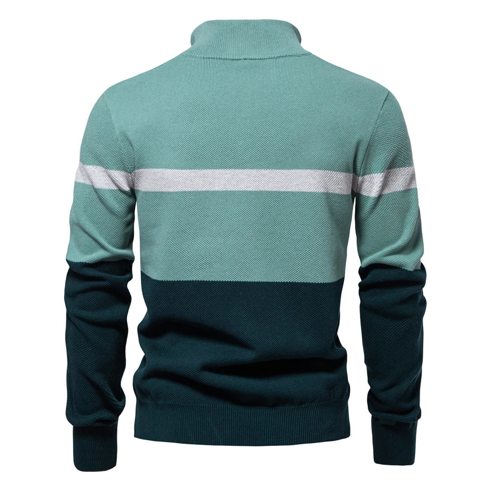 Pull en maille à demi-fermeture éclair et rayures - Aurel