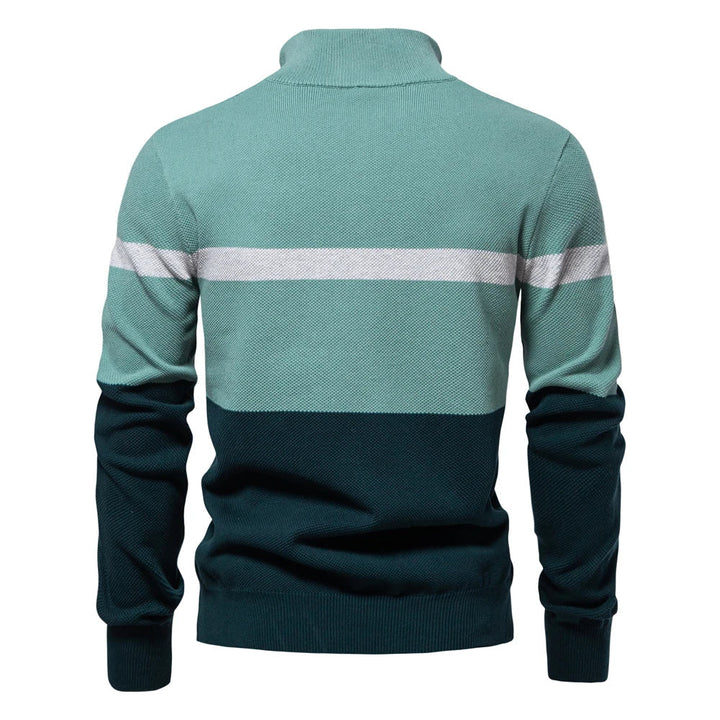 Pull en maille à demi-fermeture éclair et rayures - Aurel