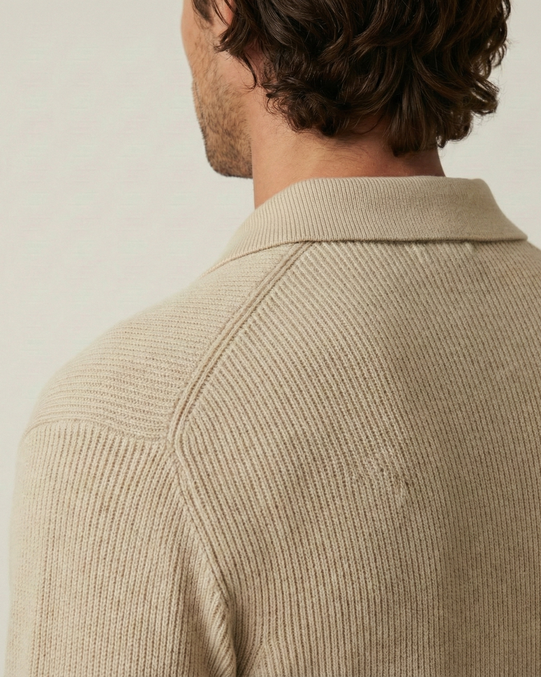 Pull homme à col polo et demi-fermeture éclair, en maille côtelée - Ilan