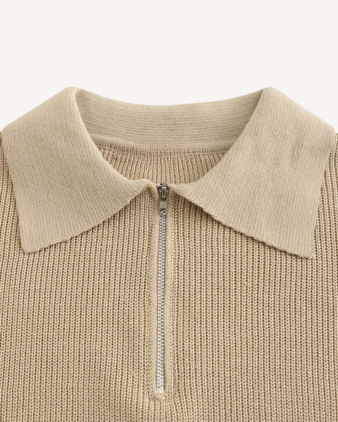 Pull homme à col polo et demi-fermeture éclair, en maille côtelée - Ilan