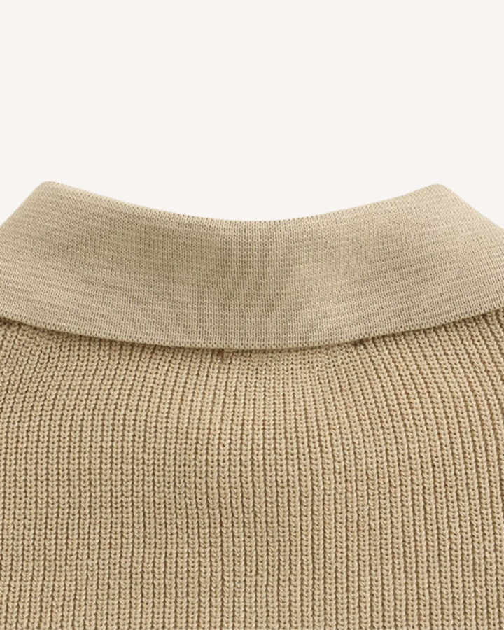 Pull homme à col polo et demi-fermeture éclair, en maille côtelée - Ilan