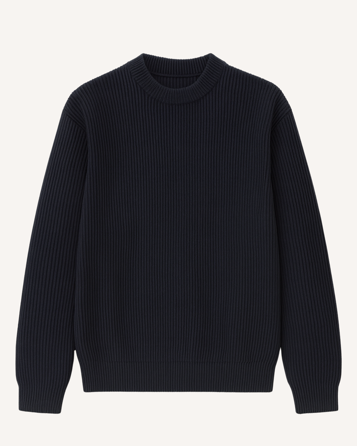 Pull homme à col rond, en maille côtelée, manches longues - Evren