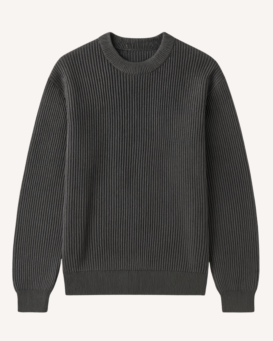 Pull homme à col rond, en maille côtelée, manches longues - Evren