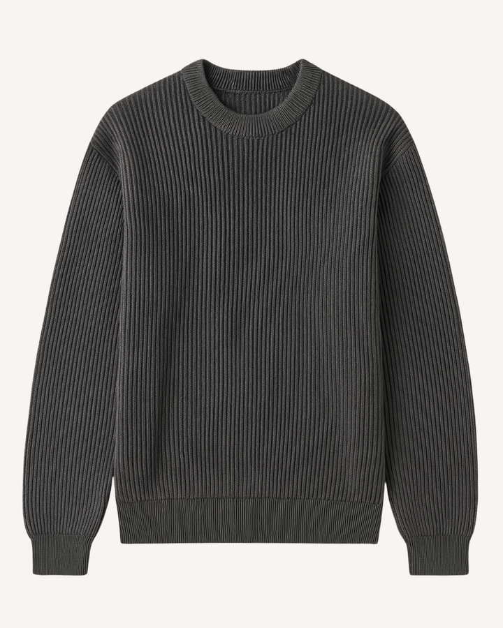 Pull homme à col rond, en maille côtelée, manches longues - Evren