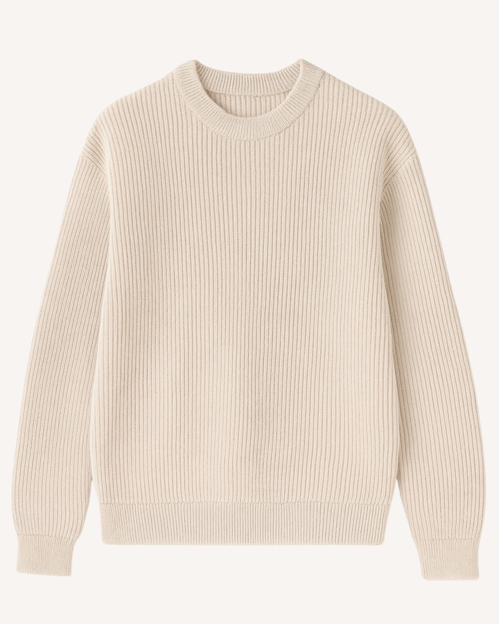 Pull homme à col rond, en maille côtelée, manches longues - Evren