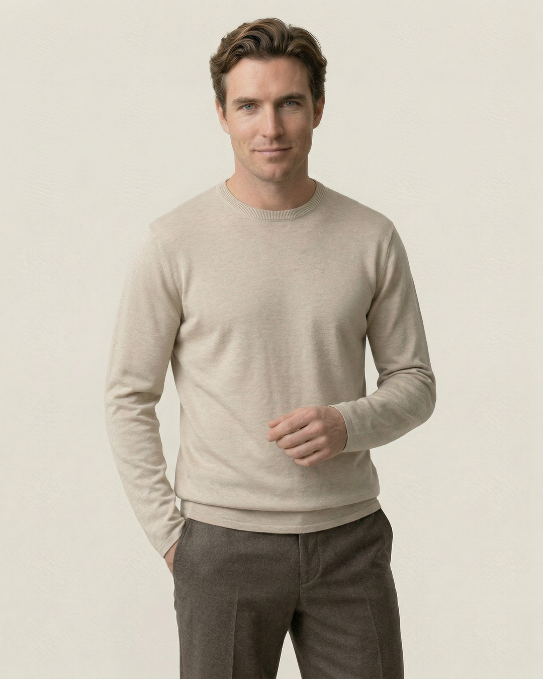 Pull homme à col rond, maille fine, manches longues - Ciro