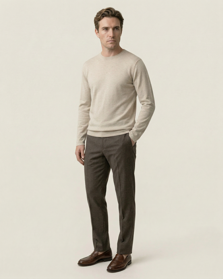 Pull homme à col rond, maille fine, manches longues - Ciro