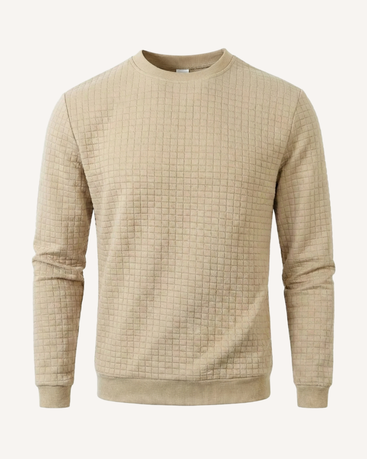 Pull homme à col rond, maille gaufrée, manches longues - Loris