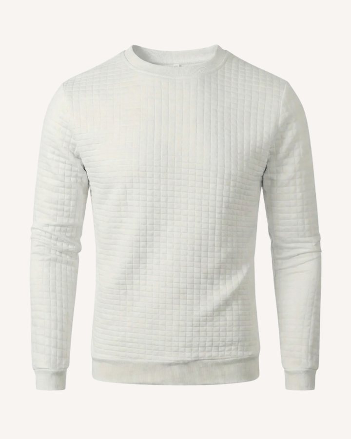Pull homme à col rond, maille gaufrée, manches longues - Loris