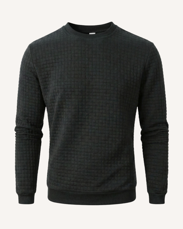 Pull homme à col rond, maille gaufrée, manches longues - Loris