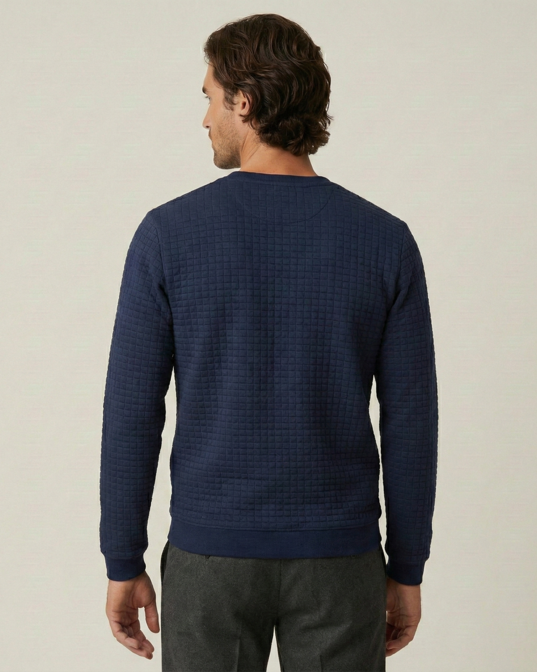 Pull homme à col rond, maille gaufrée, manches longues - Loris