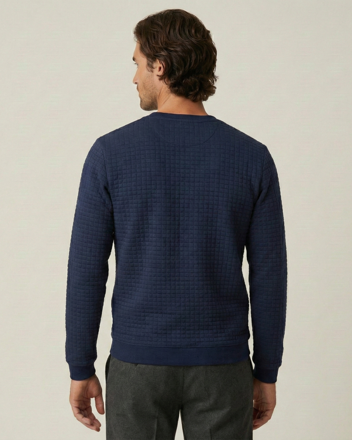 Pull homme à col rond, maille gaufrée, manches longues - Loris