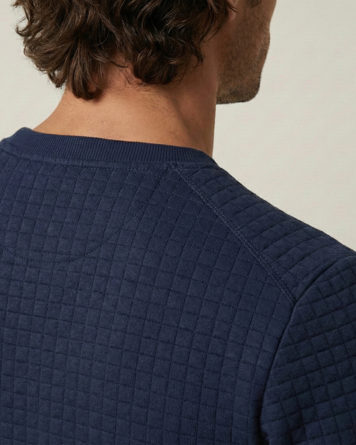 Pull homme à col rond, maille gaufrée, manches longues - Loris