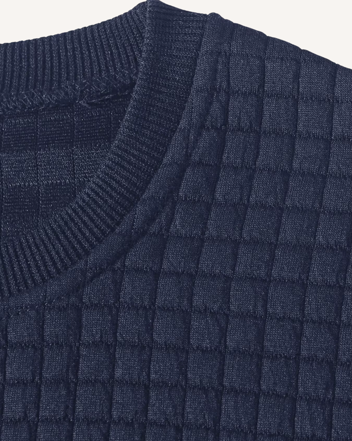 Pull homme à col rond, maille gaufrée, manches longues - Loris
