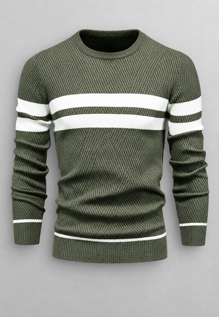 Pull homme à col rond, rayé, en maille texturée - Tobias