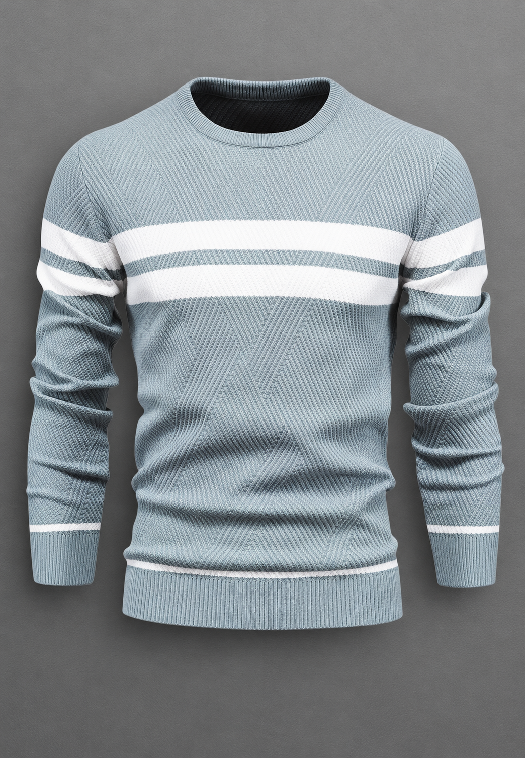 Pull homme à col rond, rayé, en maille texturée - Tobias