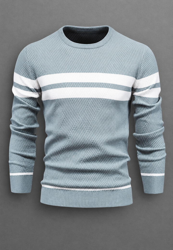 Pull homme à col rond, rayé, en maille texturée - Tobias