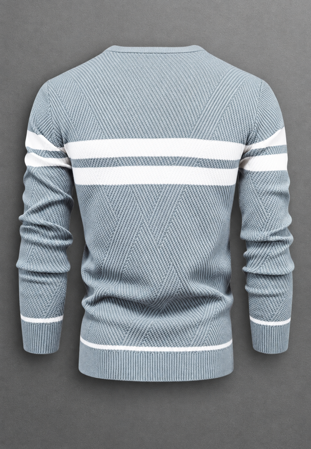 Pull homme à col rond, rayé, en maille texturée - Tobias